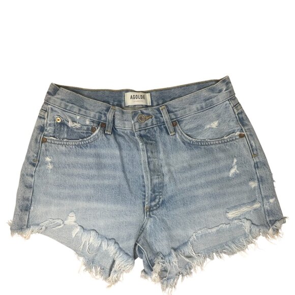 Agolde Parker Vintage Cut Off Jean Shorts Size 27 In Swapmeet Wash Distressed - Picture 1 of 12